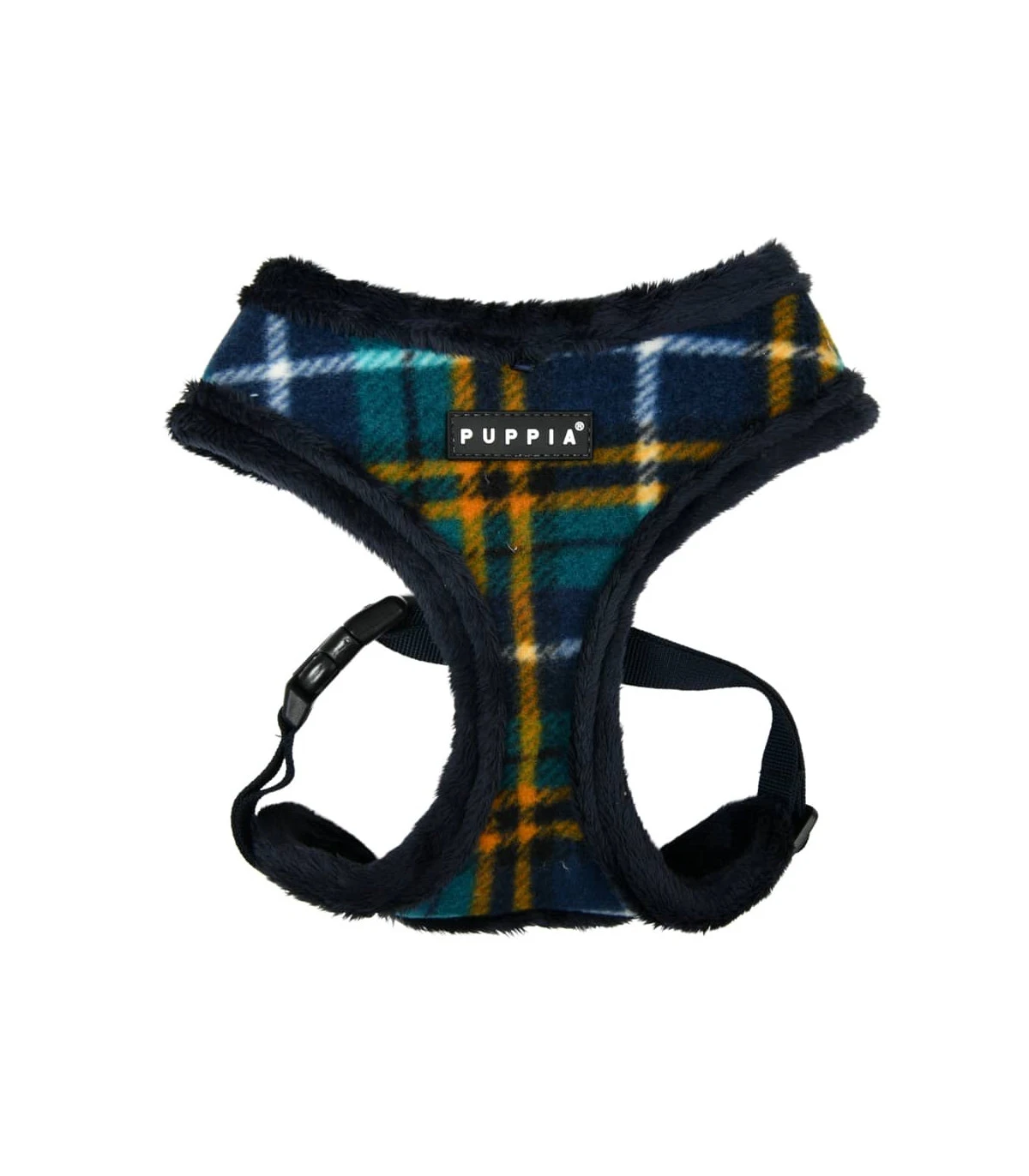 HA1985 Harnais Fourré écossais Navy Et Jaune Norman Puppia 1 HA1985 Harnais Fourré écossais Navy Et Jaune Norman Puppia