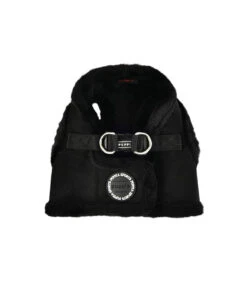 HB1661 Harnais Veste Fourré Façon Peau Peche Black Puppia