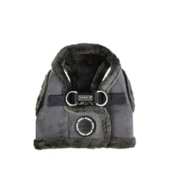 HB1661 Harnais Veste Fourré Façon Peau Peche Grey Puppia