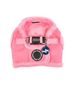 HB1661 Harnais Veste Fourré Façon Peau Peche Pink Puppia