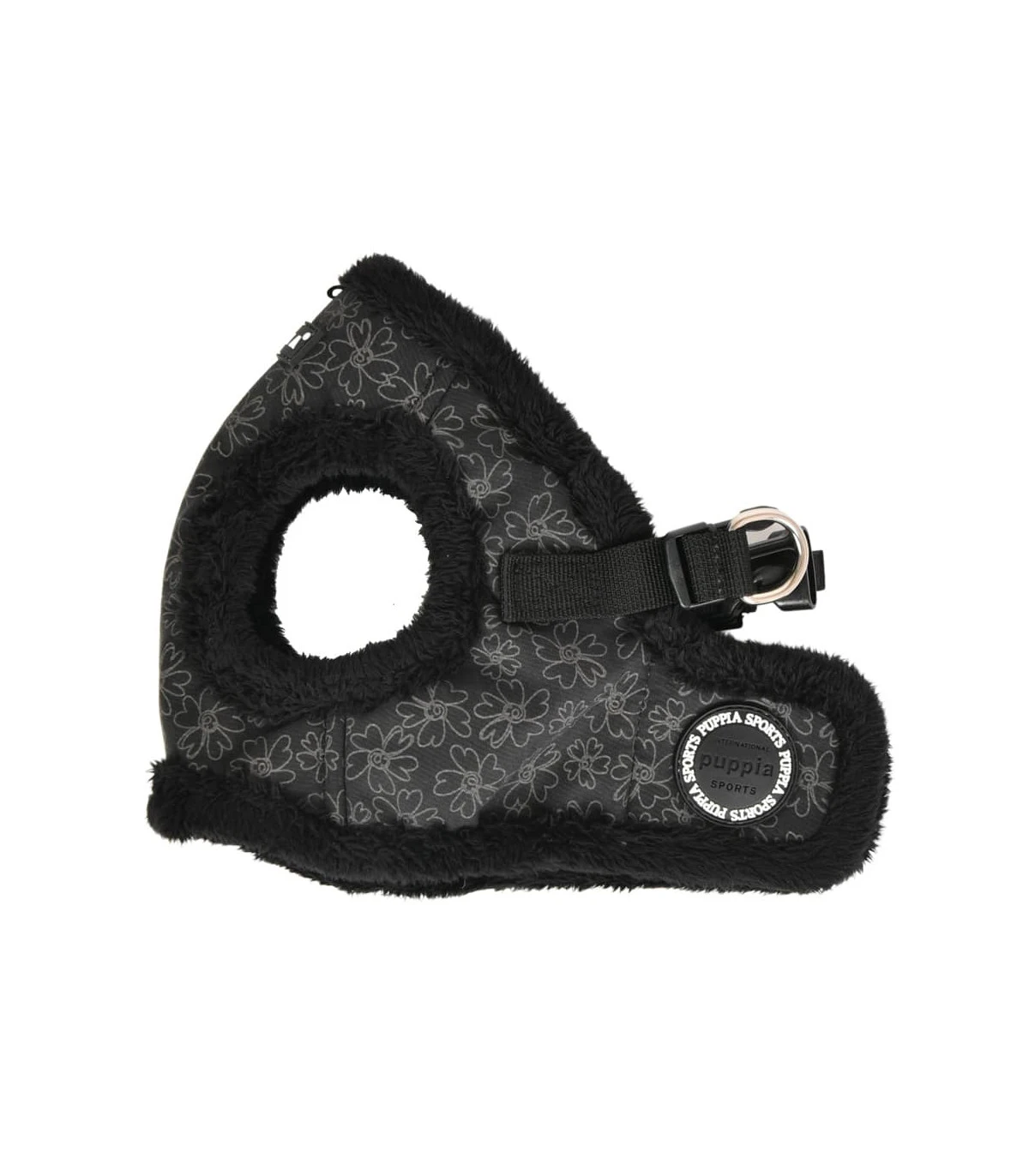 HB1933 Harnais Veste Fourré Motif Fleur Black Hepatica Puppia 2 HB1933 Harnais Veste Fourré Motif Fleur Black Hepatica Puppia – Image 2