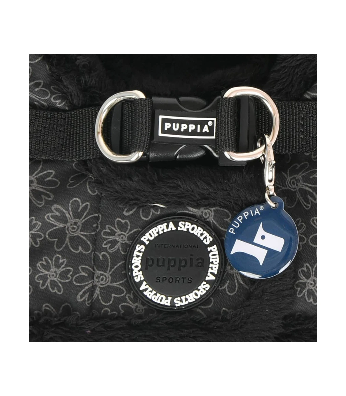 HB1933 Harnais Veste Fourré Motif Fleur Black Hepatica Puppia 3 HB1933 Harnais Veste Fourré Motif Fleur Black Hepatica Puppia – Image 3