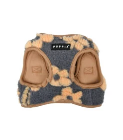 HB1975 Harnais Veste Doudou Façon Mouton Imprimé Fleurs Grises Et Beige Ren Puppia -Animaux Amour Promos Boutique hb1975 harnais veste doudou facon mouton imprime fleurs grises et beige ren puppia 2