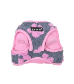 HB1975 Harnais Veste Doudou Façon Mouton Imprimé Fleurs Grises Et Roses Ren Puppia -Animaux Amour Promos Boutique hb1975 harnais veste doudou facon mouton imprime fleurs grises et rose puppia 2