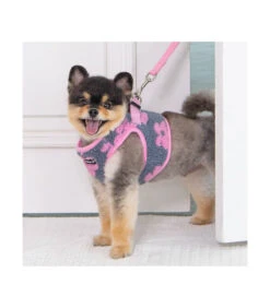 HB1975 Harnais Veste Doudou Façon Mouton Imprimé Fleurs Grises Et Roses Ren Puppia -Animaux Amour Promos Boutique hb1975 harnais veste doudou facon mouton imprime fleurs grises et rose puppia 7