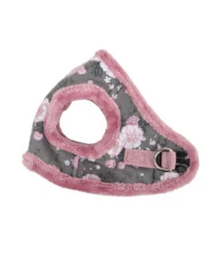 HB7726 Harnais Fourré Imprimé Fleuri Gris Calla Pinkaholic
