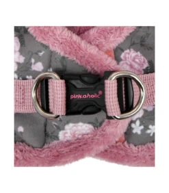 HB7726 Harnais Fourré Imprimé Fleuri Gris Calla Pinkaholic -Animaux Amour Promos Boutique hb7726 harnais fourre imprime fleuri gris calla pinkaholic 7