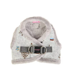 HB7678 Harnais Veste Fourré En Tissu Motif De Noel Eira Gris Pinkaholic
