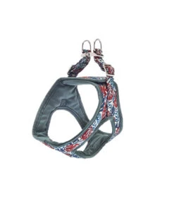 HI1058-V Harnais En Tissu Réglable Imprimé Floral Vert Et Bordeaux Kami Ferribiella