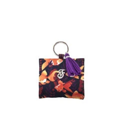 HI1060-AR Porte Sachet Ramasse Crotte Imprimé Floral Noir Et Orange Kami Ferribiella