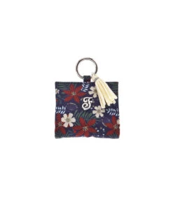 HI1060-R Porte Sachet Ramasse Crotte Imprimé Floral Navy Et Rouge Kami Ferribiella