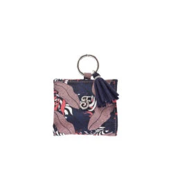 HI1060-RA Porte Sachet Ramasse Crotte Imprimé Floral Navy Et Rose Kami Ferribiella