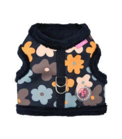 HJ7731 Harnais Veste Fourré Imprimé Année 70 Navy Heather Pinkaholic