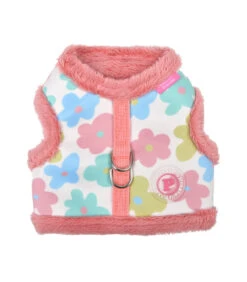 HJ7731 Harnais Veste Fourré Imprimé Année 70 Rose Heather Pinkaholic