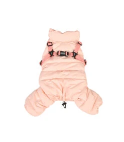 JP1938 Doudoune 4 Pattes Rembourré Avec Harnais Integrer Harness Jumsuit Pink Puppia