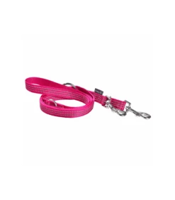 Laisse 3 Points Avec Surpiqure Réfléchissante En Nylon Rose Safe Bobby