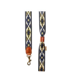 Laisse Aztèque En Tissu Et Cuir Peyote Bleu Buddys