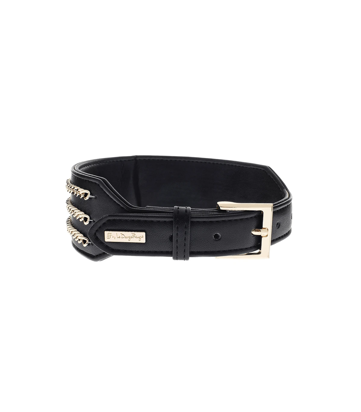 LDR011-N Collier Levrier En Simili Cuir Noir Dangerouge Ferribiella 2 LDR011-N Collier Levrier En Simili Cuir Noir Dangerouge Ferribiella – Image 2