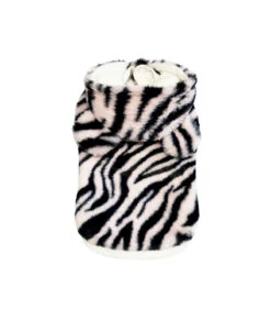 Manteau En Polaire Et Fausse Fourrure Zèbre Noir Et Rose Zébra Punk Croci