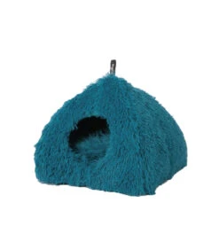 Niche Igloo En Fausse Fourrure Bleu Pétrole Freedog