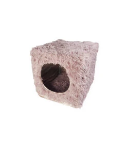 Niche Pour Chat Cube En Fausse Fourrure Beige Bobby