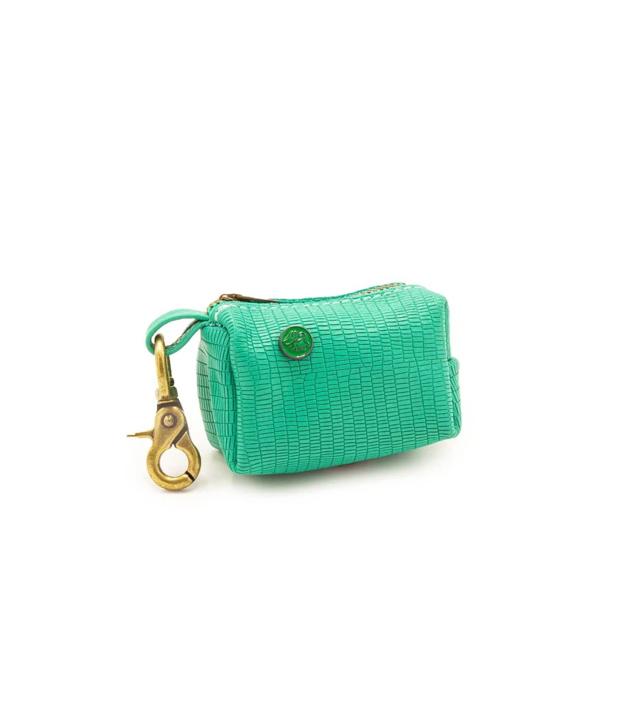 Porte Sachet Ramasse Crotte En Cuir Vert D'eau Façon Lézard Boomer Dwam 2 Porte Sachet Ramasse Crotte En Cuir Vert D'eau Façon Lézard Boomer Dwam – Image 2