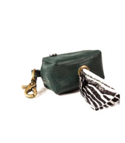 Porte Sachet Ramasse Crotte En Cuir Vert Façon Lézard Bowie Dwam