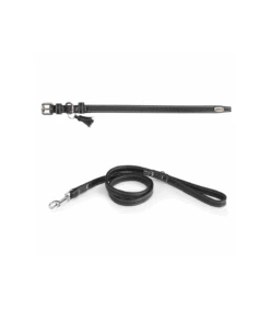 R802 Collier En Cuir Avec Pompons Noir Camon