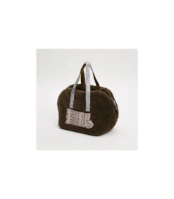 Sac De Transport Fourré En Bouclette Marron Et Tweed Furaround Brown Louisdog