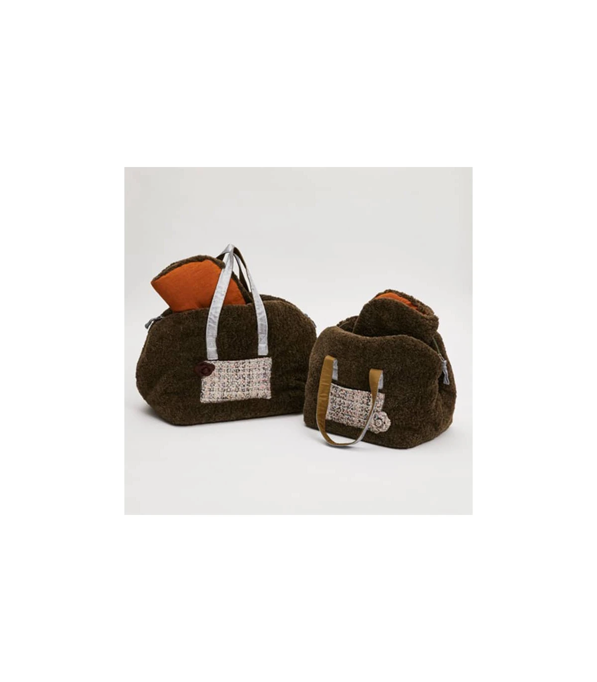 Sac De Transport Fourré En Bouclette Marron Et Tweed Furaround Brown Louisdog 5 Sac De Transport Fourré En Bouclette Marron Et Tweed Furaround Brown Louisdog – Image 5