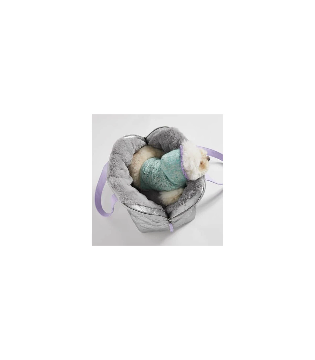 Sac De Transport Fourré Silver Quilted Around Bag Louisdog 8 Sac De Transport Fourré Silver Quilted Around Bag Louisdog – Image 8