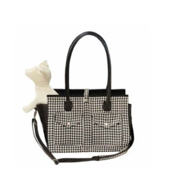 Cabas En Tissu Pied De Poule Et Simili Cuir Noir Houndstooth Croci