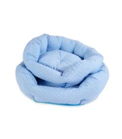 T1135 Panier Rembourré à Pois Bleu Ferribiella