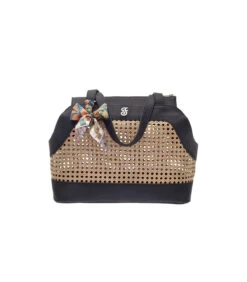 T1138-N Sac De Transport Ajouré En PVC Et Simili Cuir Noir Muse Ferribiella