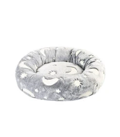 T1145-GR Panier Rond En Polaire Gris Et Motifs Phosphorescent Ferribiella
