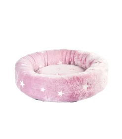 T1145-RA Panier Rond En Polaire Rose Et Motifs Phosphorescent Ferribiella