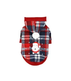 TS1754 Sweat En Maille De Noel écossais Rouge Blitzen Puppia