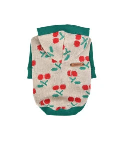 TS1925 Sweat En Maille à Capuche Imprimé Cerise Ivory Puppia