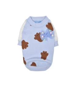 TS7701 Tee-Shirt En Coton Motif Ourson Bleu Millie Pinkaholic