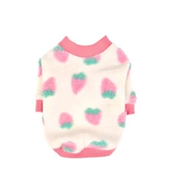 TS7673 Sweat Polaire Ivoire Avec Motif Fraise Rose Delizz Pinkaholic