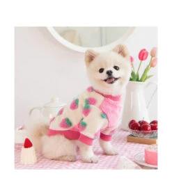 TS7673 Sweat Polaire Ivoire Avec Motif Fraise Rose Delizz Pinkaholic -Animaux Amour Promos Boutique ts7673 sweat polaire ivoire avec motif fraise rose delizz pinkaholic 8