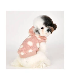 TS7677 Sweat Polaire à Capuche Pois Rose Winni Pinkaholic