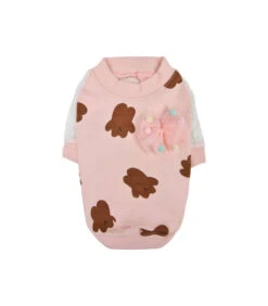 TS7701 Tee-Shirt En Coton Motif Ourson Rose Millie Pinkaholic