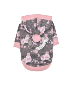 TS7726 Sweat Fleuri à Capuche Gris Calla Pinkaholic