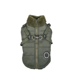 VT1853 Doudoune Col Fourré Avec Harnais Integrer Kaki Donavan Puppia