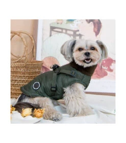 VT1853 Doudoune Col Fourré Avec Harnais Integrer Kaki Donavan Puppia -Animaux Amour Promos Boutique vt1853 doudoune col fourre avec harnais integrer kaki donavan puppia 8