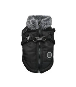 VT1853 Doudoune Col Fourré Avec Harnais Integrer Black Donavan Puppia